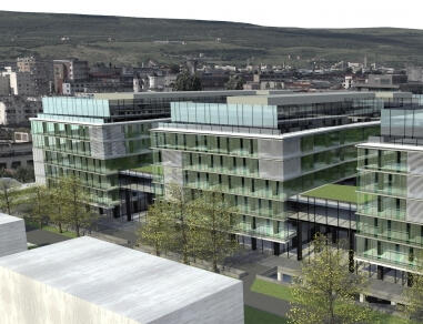 Why is Cluj-Napoca the leader in office building development outside Bucharest